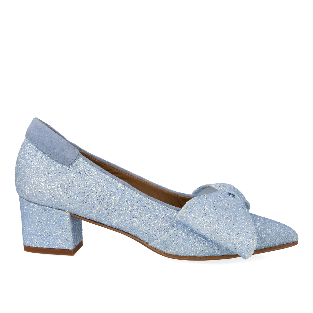 Pumps mit Schleife in funkelndem Glitzer