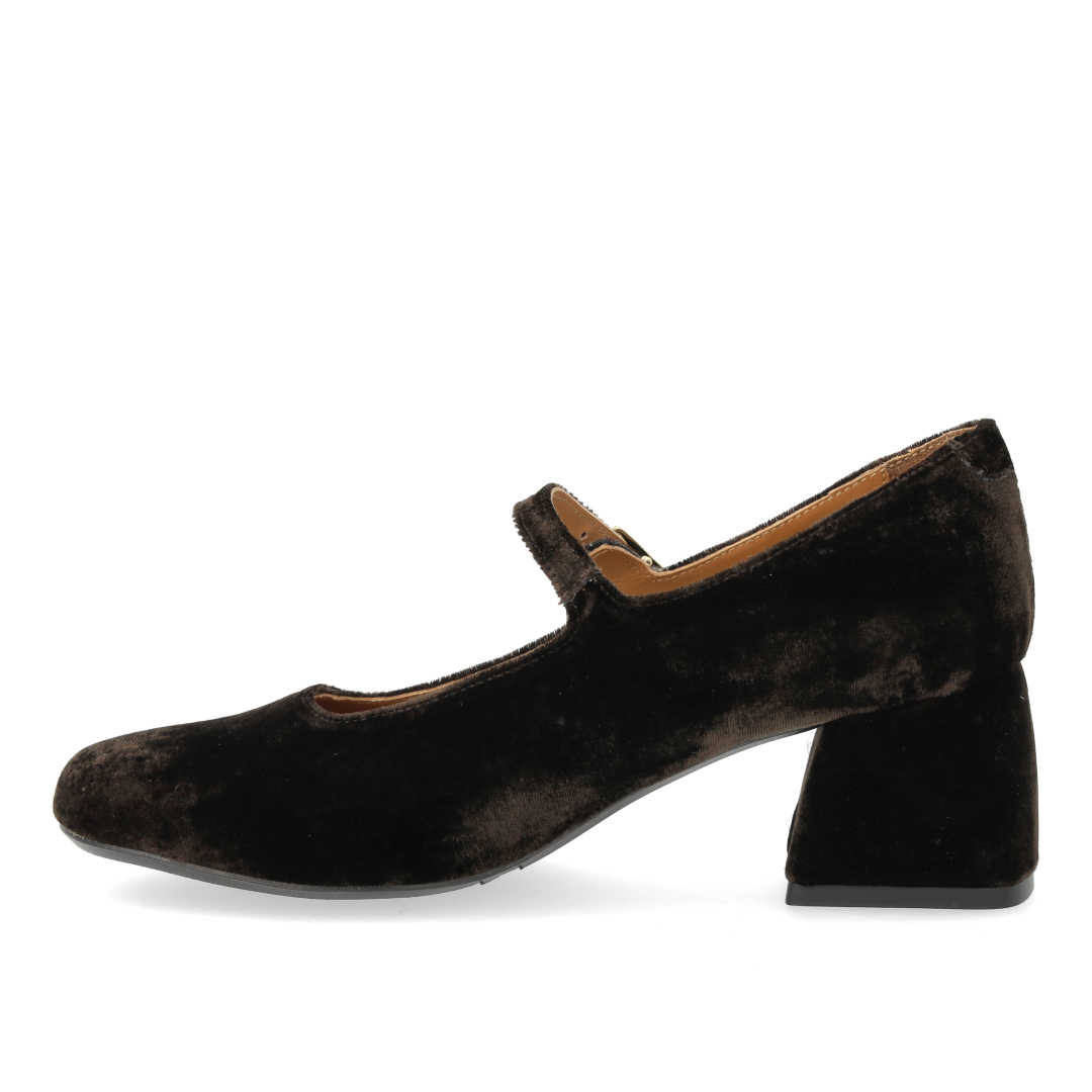 Mary Jane in weichem Velours mit skulpturalem Absatz