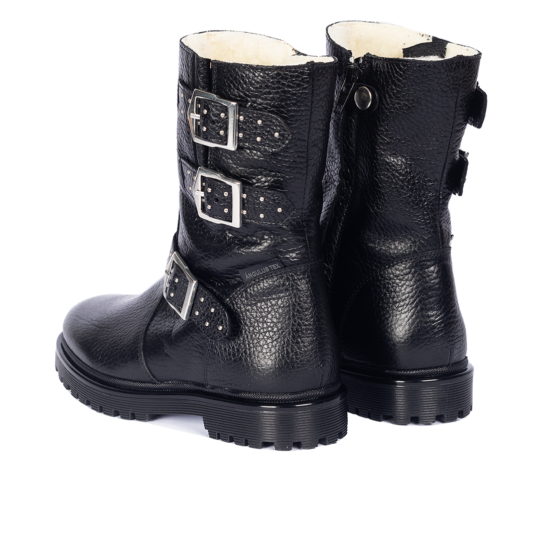 TEX-Stiefel mit Nieten, Schnallen und Reißverschluss