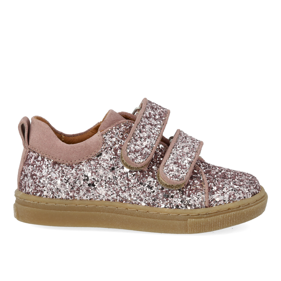 Funkelnde Glitzer-Sneaker mit Wildlederkanten