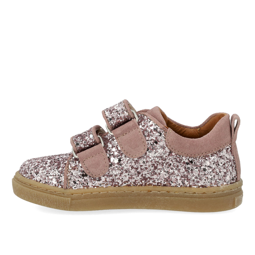 Funkelnde Glitzer-Sneaker mit Wildlederkanten