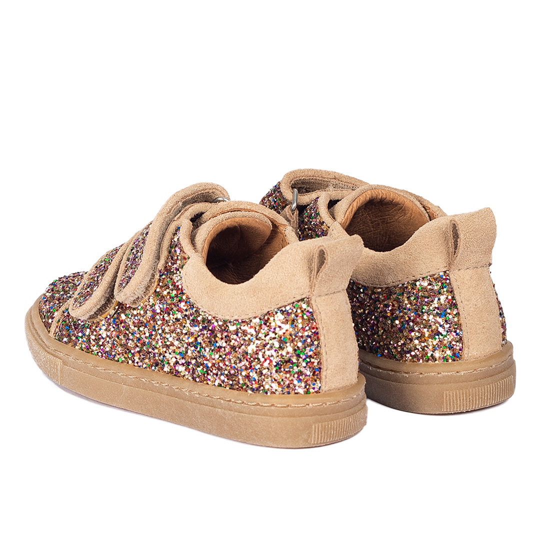 Funkelnde Glitzer-Sneaker mit Wildlederbesatz