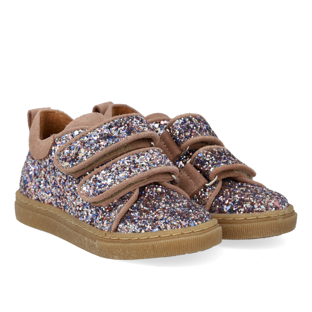 Funkelnde Glitzer-Sneaker mit Wildlederbesatz