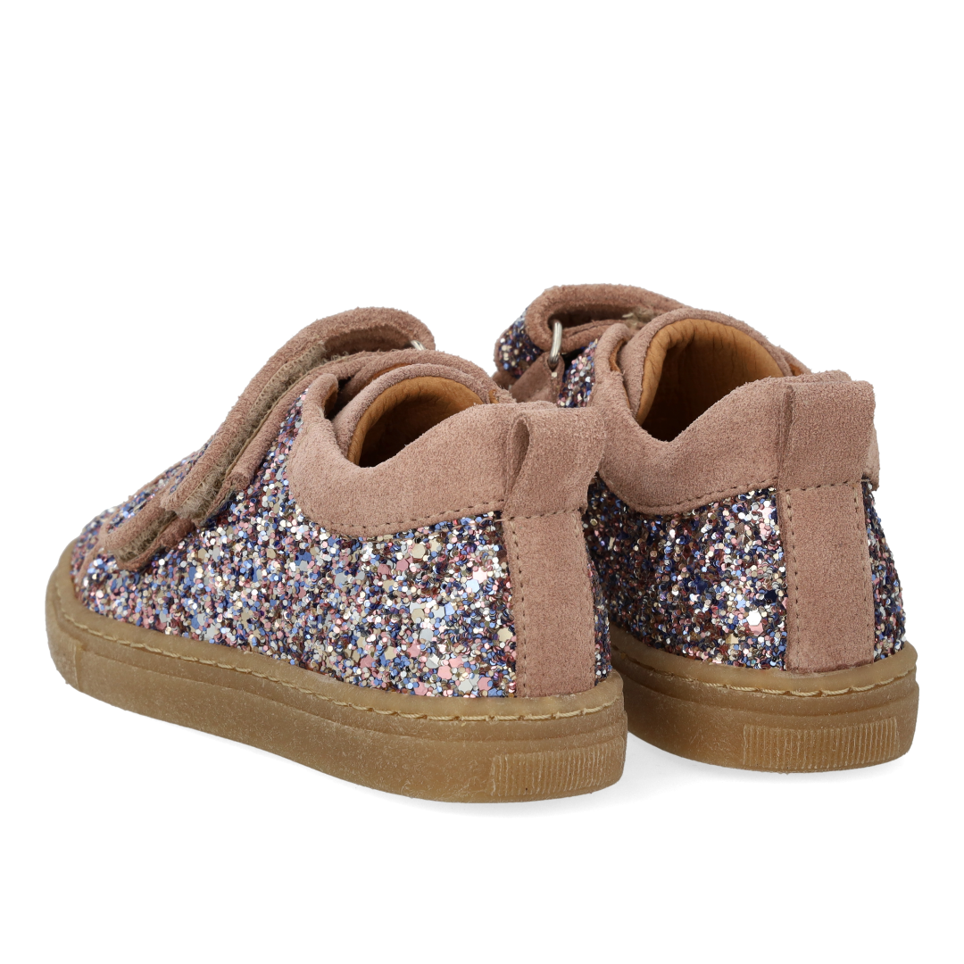 Funkelnde Glitzer-Sneaker mit Wildlederbesatz