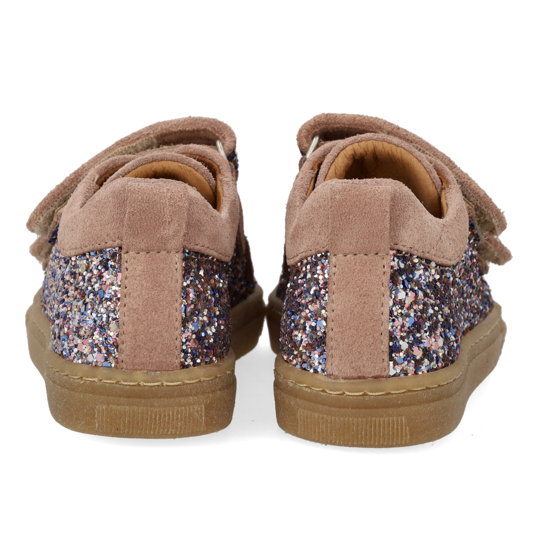 Funkelnde Glitzer-Sneaker mit Wildlederbesatz