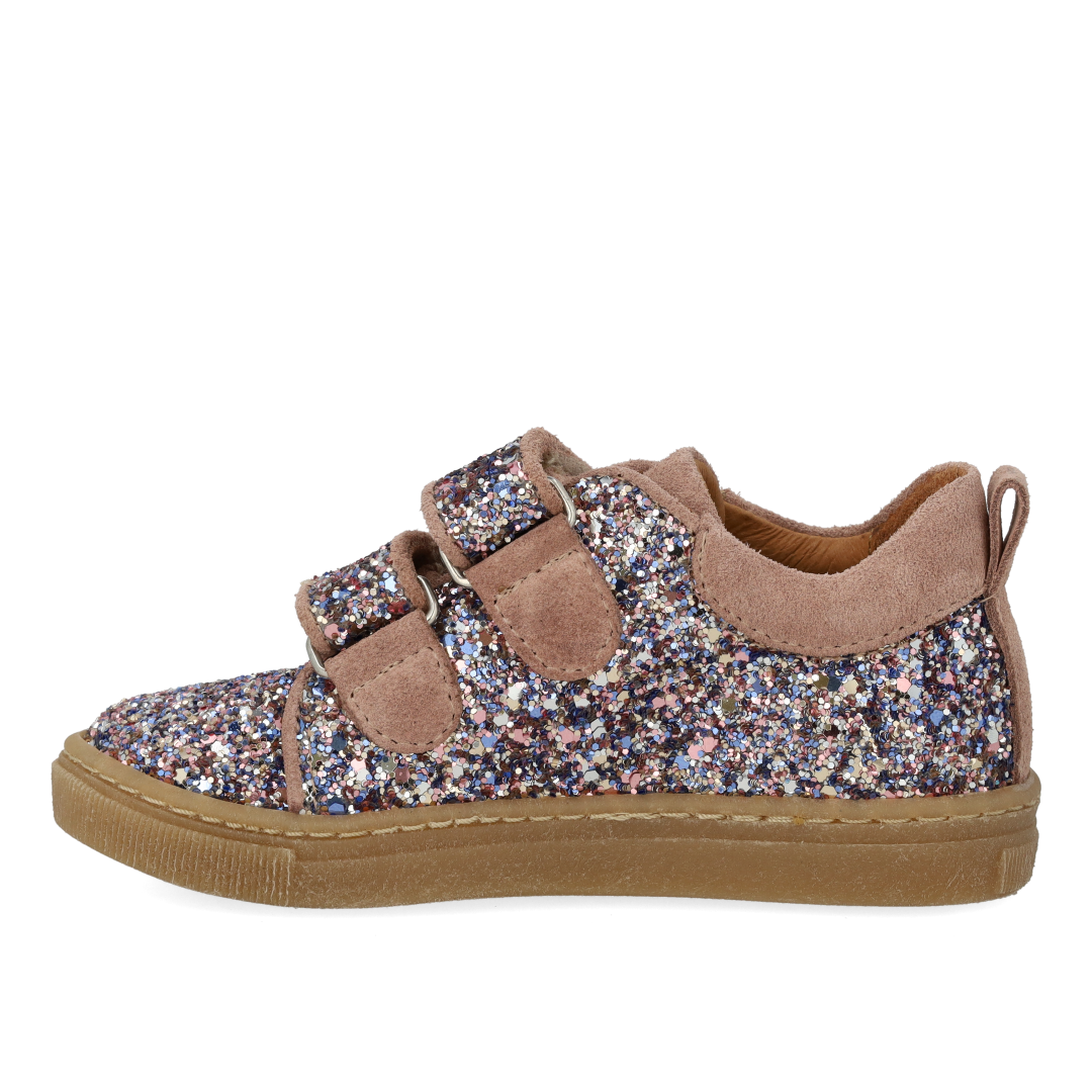 Funkelnde Glitzer-Sneaker mit Wildlederbesatz