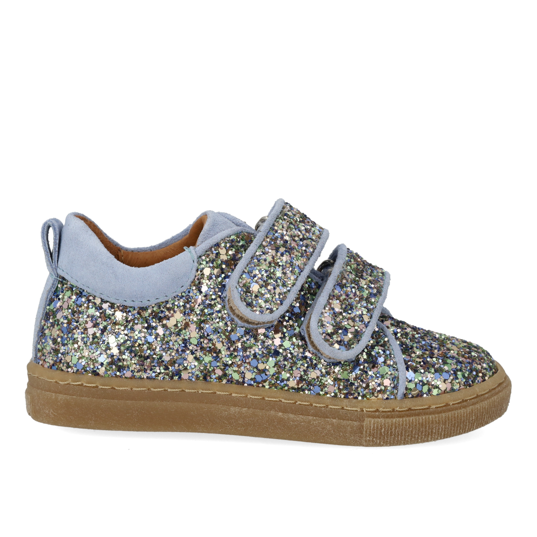 Funkelnde Glitzer-Sneaker mit Wildlederbesatz
