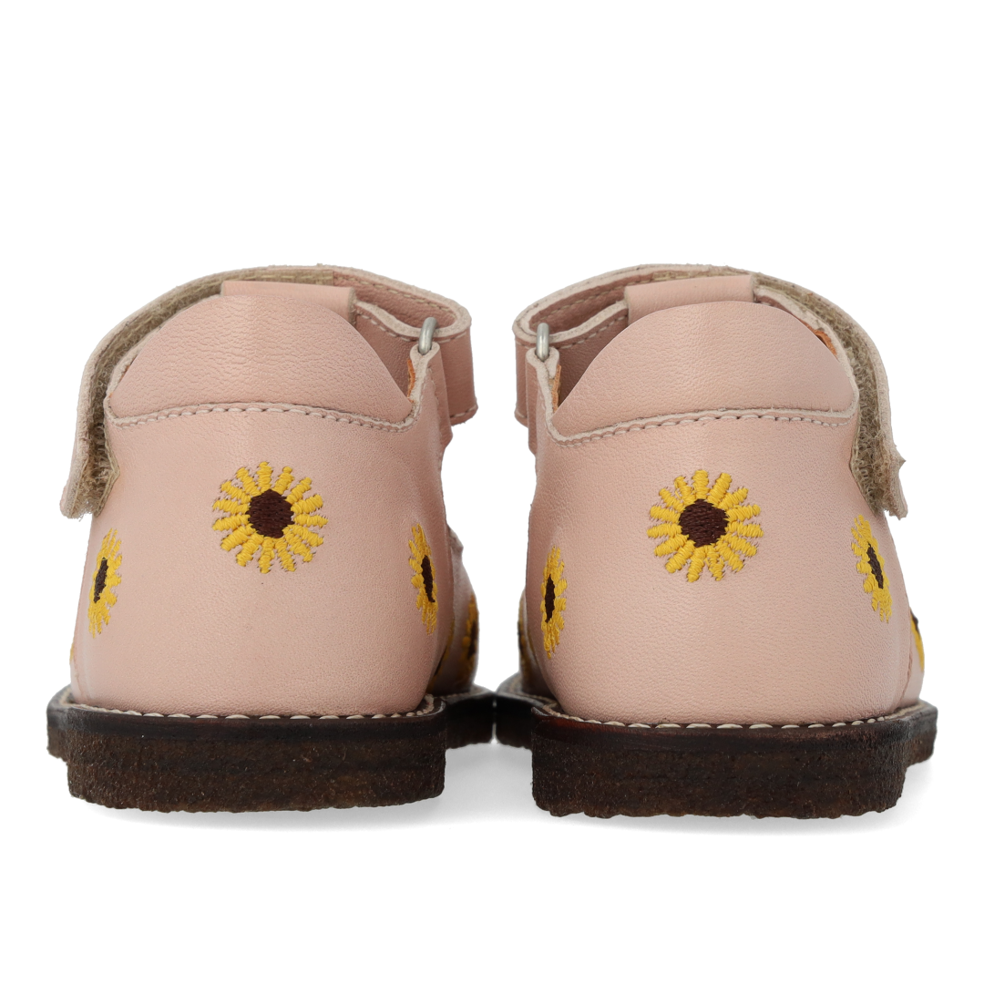 Klassische Tüll-Anfängerschuhe mit Sonnenblumenstickerei