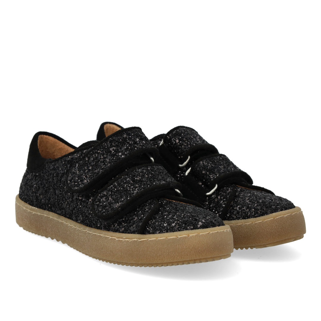Sportliche Klett-Sneaker in funkelndem Glitzer