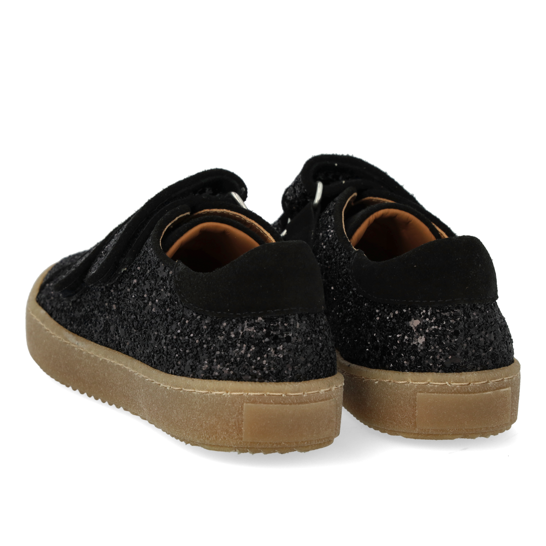 Sportliche Klett-Sneaker in funkelndem Glitzer