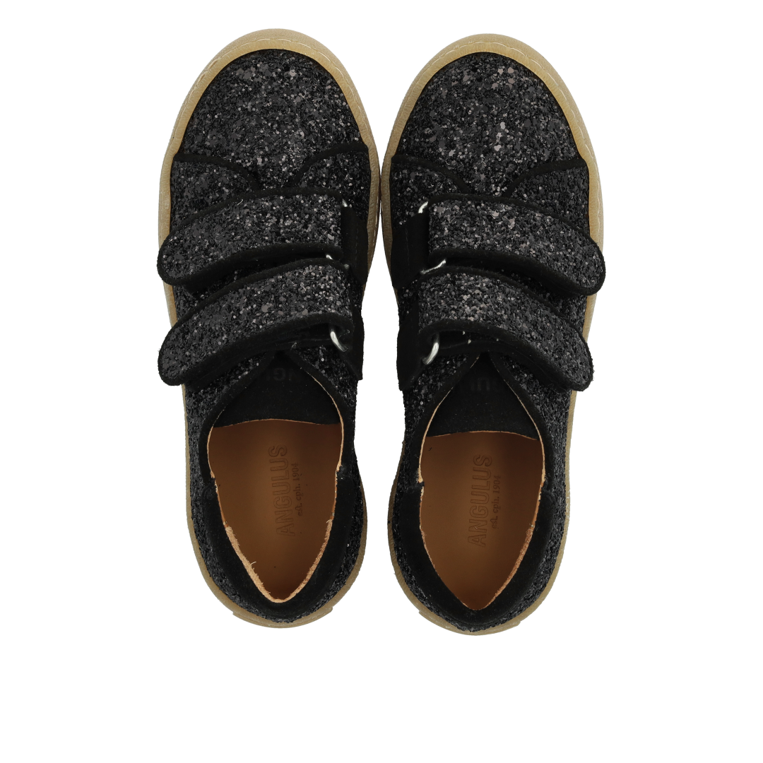 Sportliche Klett-Sneaker in funkelndem Glitzer