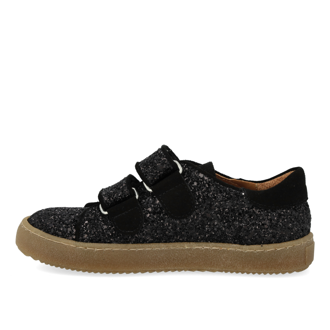 Sportliche Klett-Sneaker in funkelndem Glitzer
