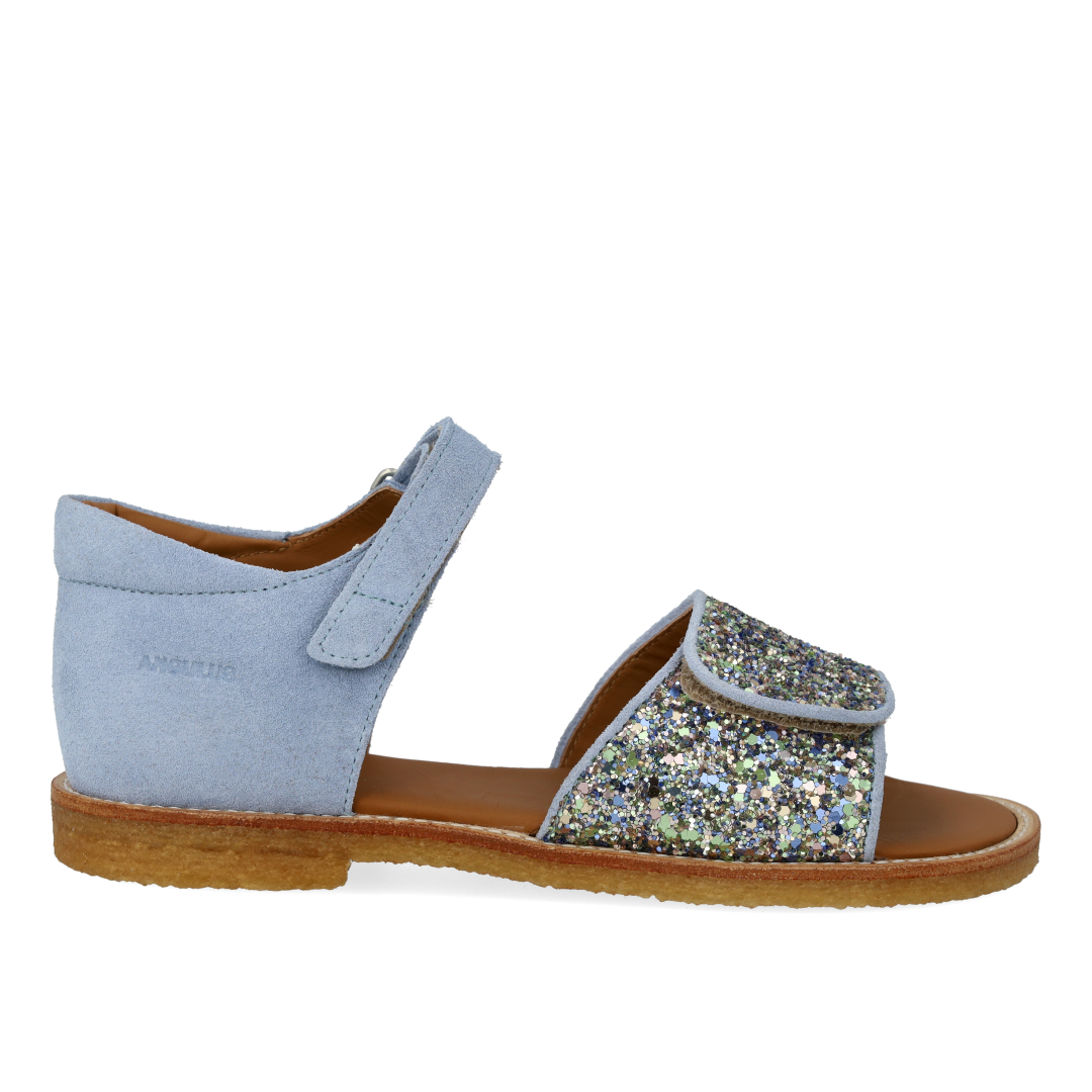 Verstellbare Ledersandale mit funkelndem Glitzer