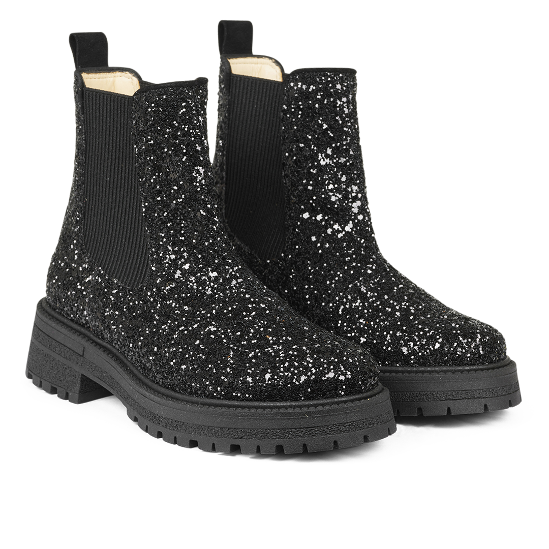 Glitzer-Chelsea-Stiefel mit Tracksohle