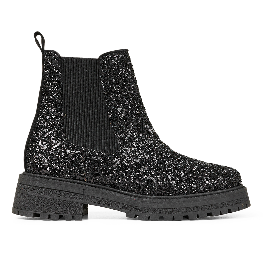 Glitzer-Chelsea-Stiefel mit Tracksohle