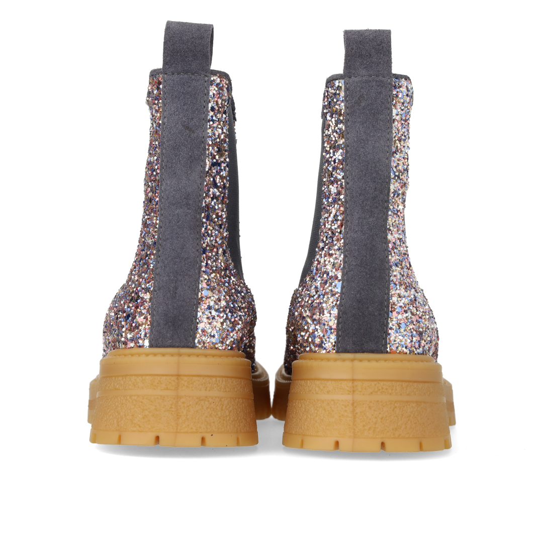 Glitzer-Chelsea-Stiefel mit Track-Sohle