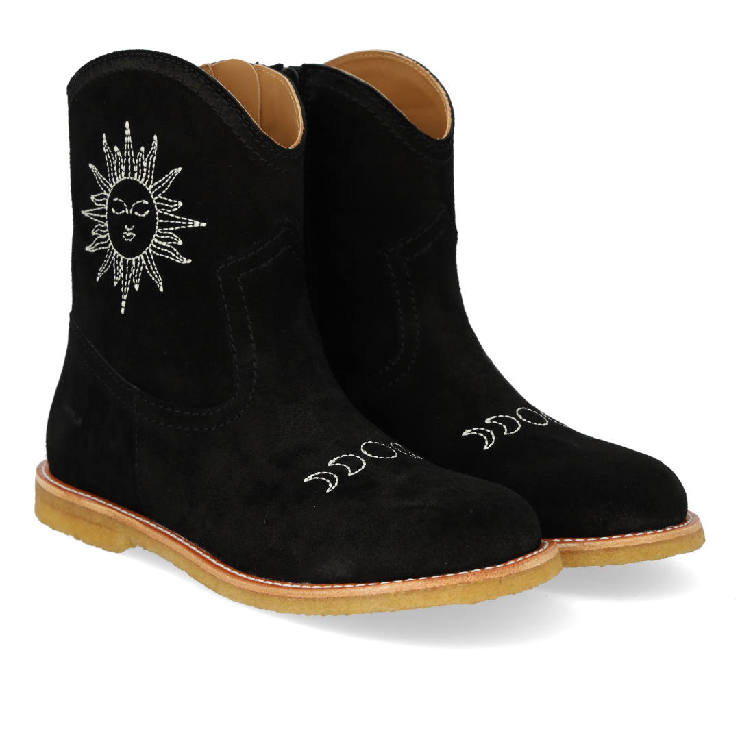 Cowboystiefel mit Sonnen- und Mondstickerei