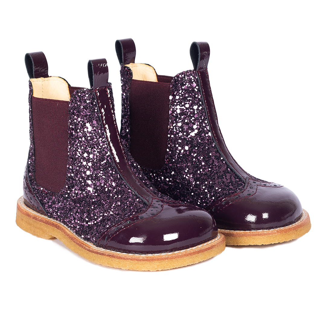 Chelsea-Stiefel mit Glitzer und Brogue-Details