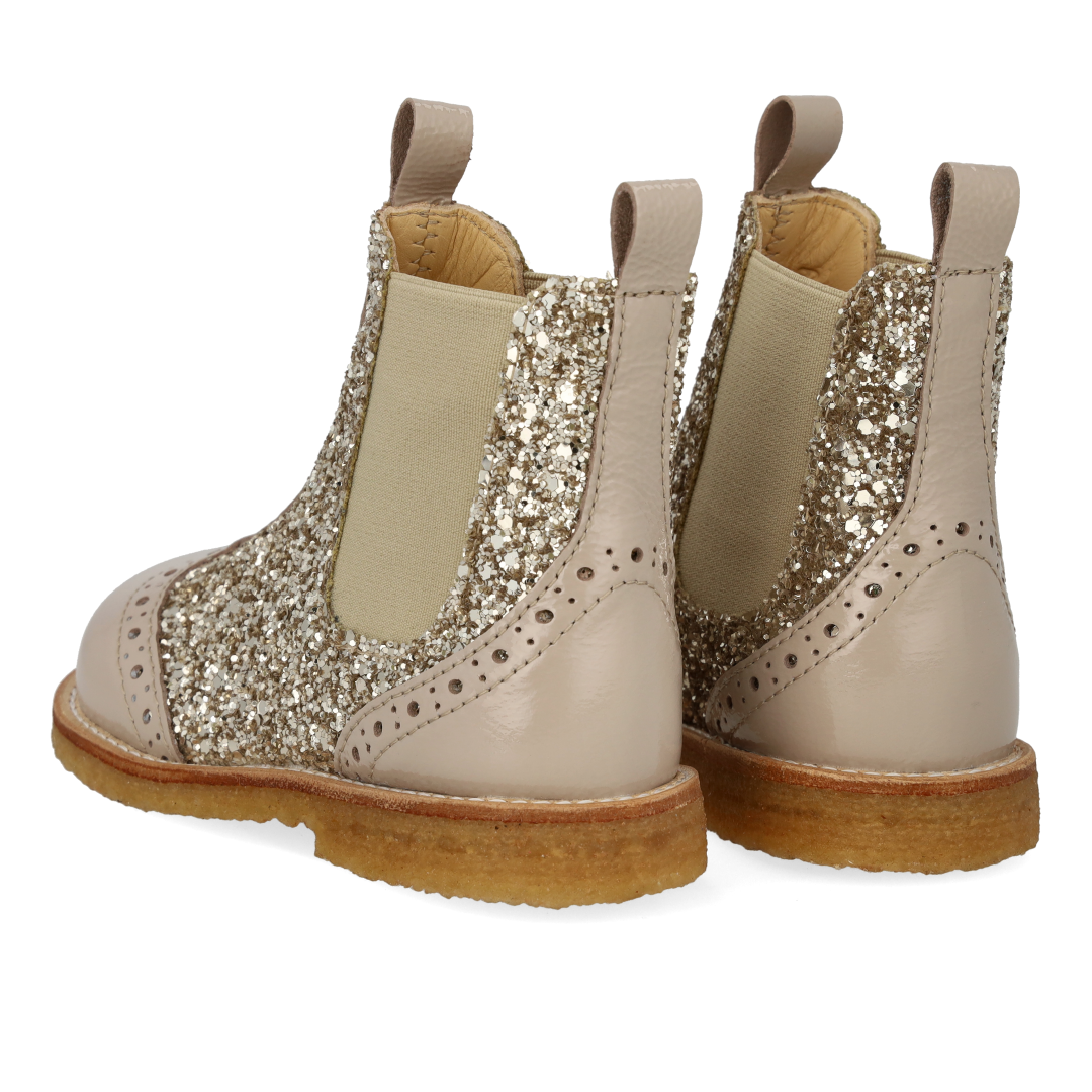 Chelsea-Stiefel mit Glitzer und Brogue-Details