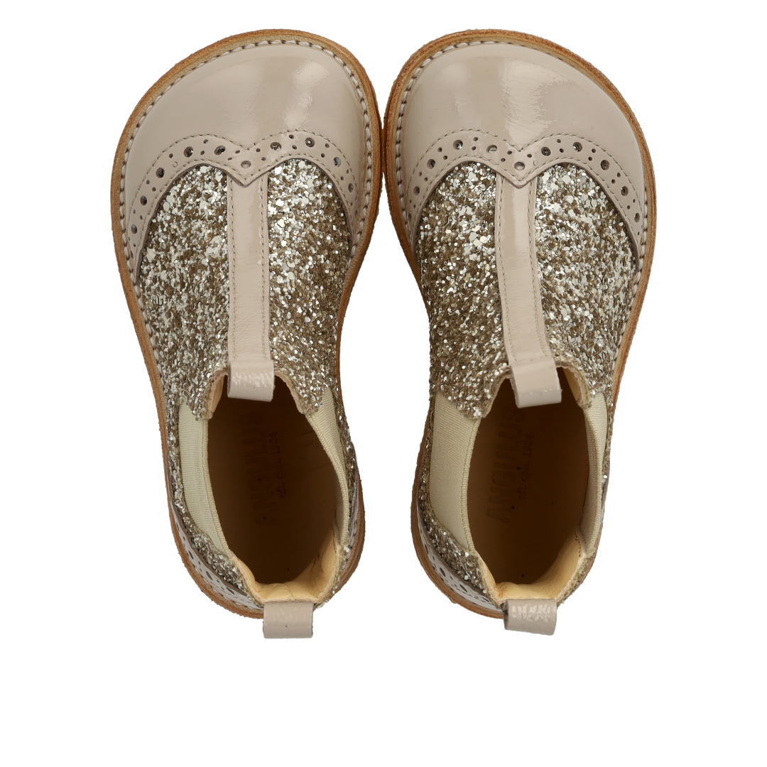Chelsea-Stiefel mit Glitzer und Brogue-Details