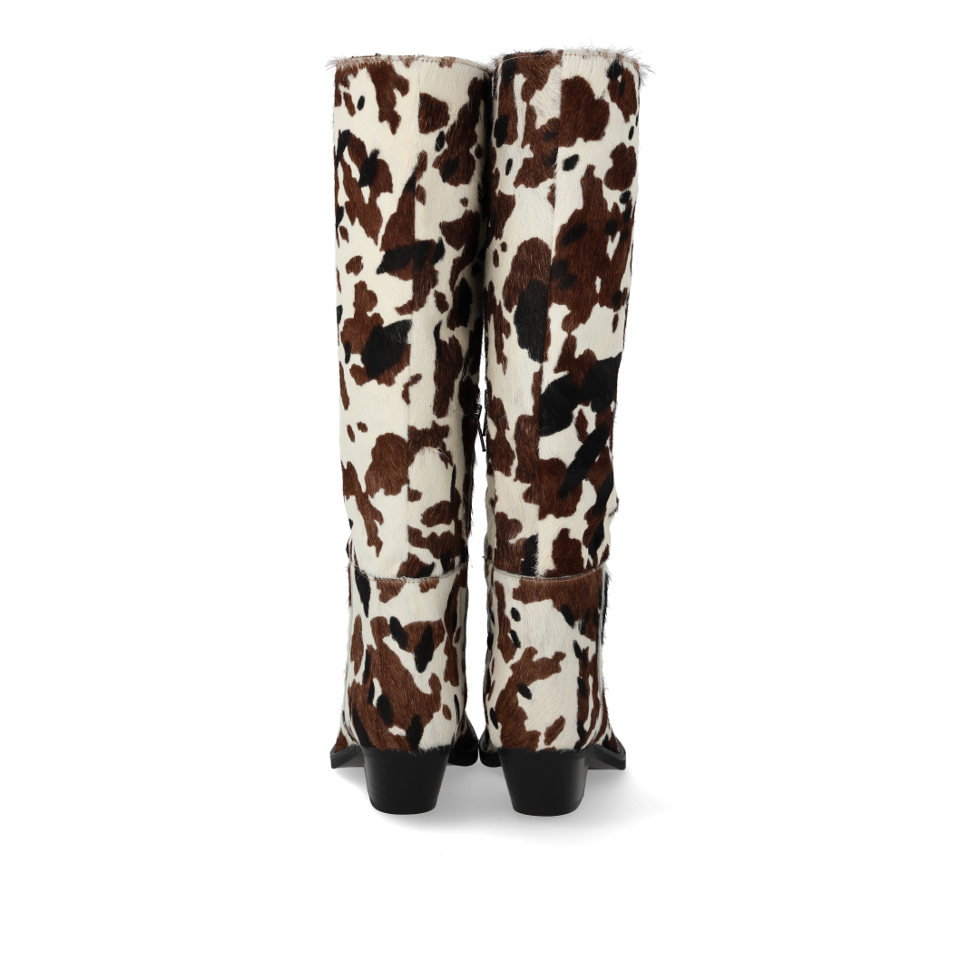 Langschaftstiefel aus gemustertem Ponyfell
