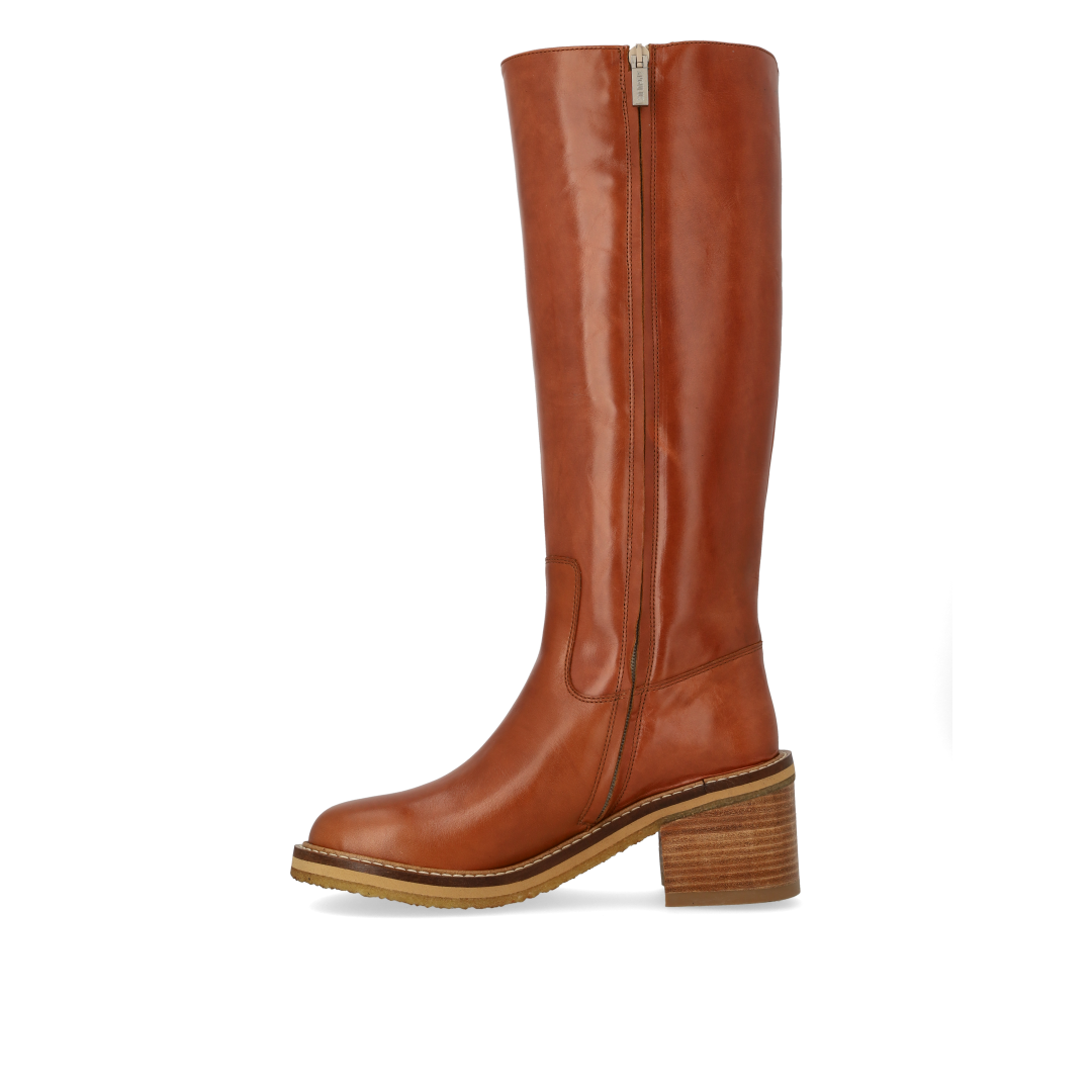70er-inspirierter Lederstiefel mit hohem Schaft