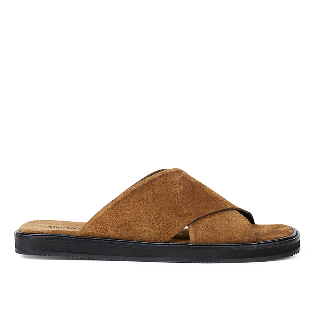 Slip-on gekreuzte Ledersandale