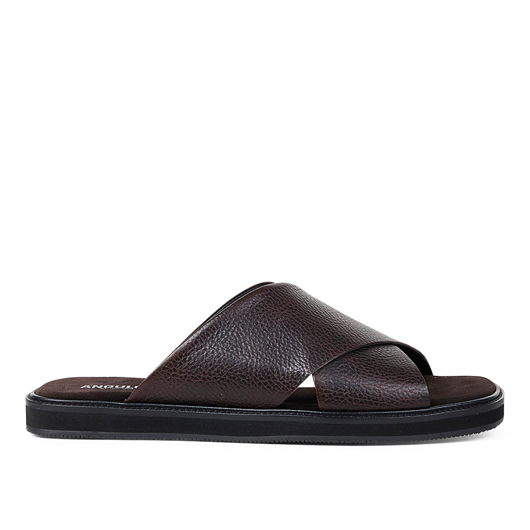 Slip-on Kreuzriemen-Ledersandale