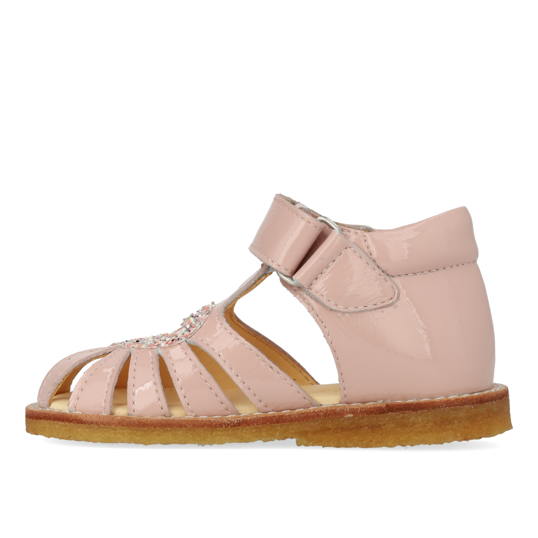 Herz-Sandale mit Glitzer und Klettverschluss