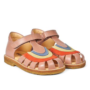 Regenbogenfarbige Sandale mit Klettverschluss