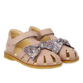 Sandalette mit Glitzerschleife und Klettverschluss
