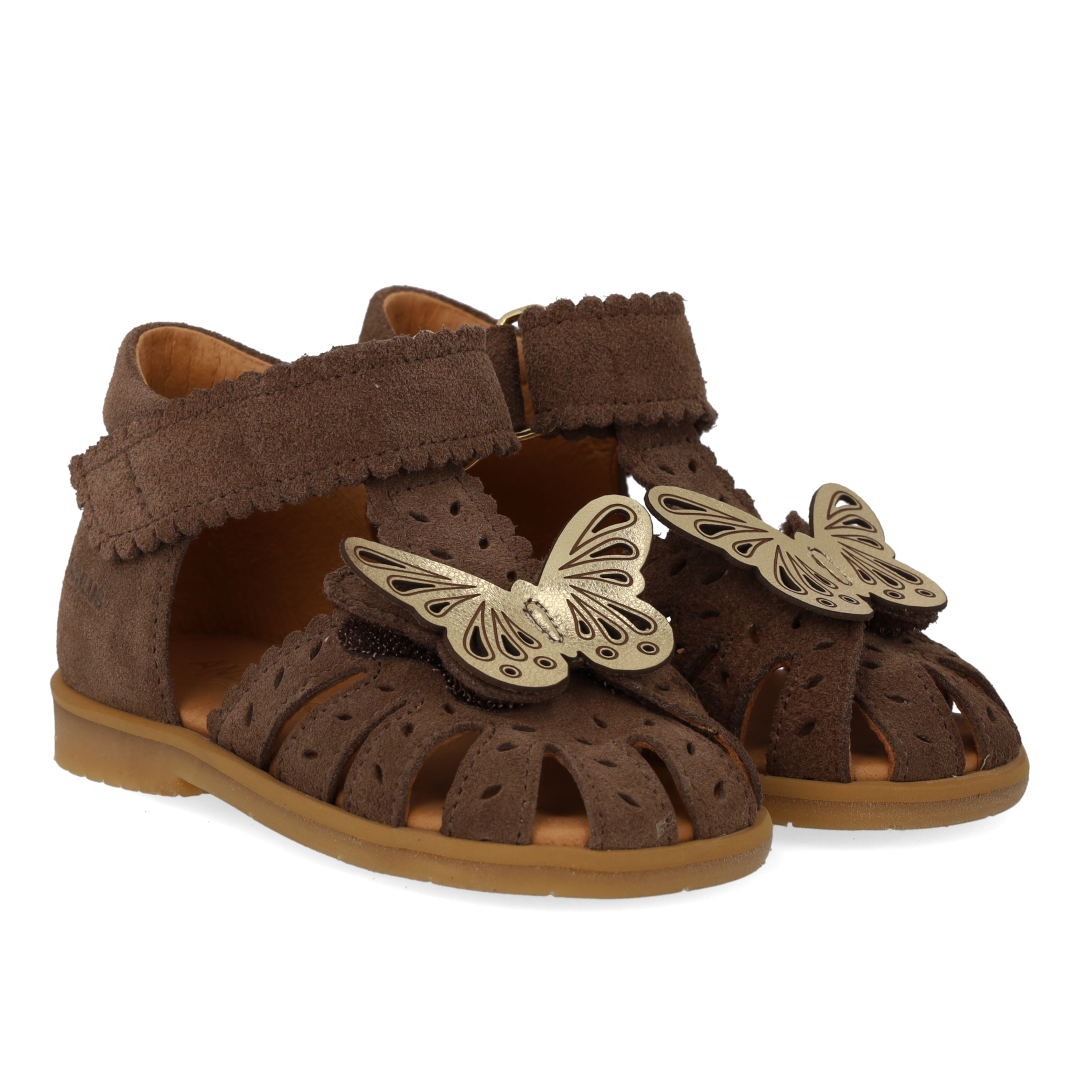 Sandale mit Schmetterling und doppeltem Klettverschluss