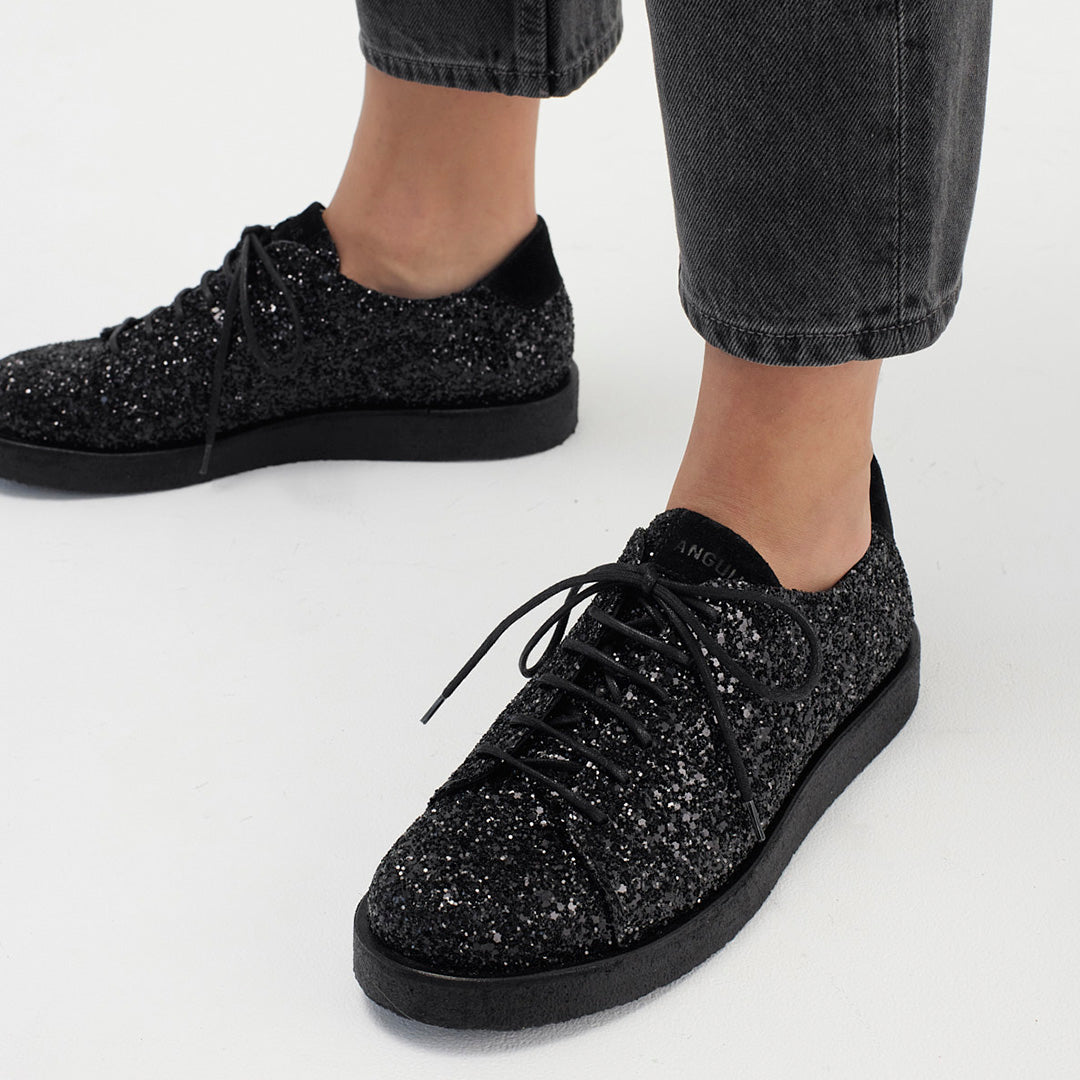 Slip On Schwarze Sneaker Damen Mit Glitzer Skechers Schwarz Damen