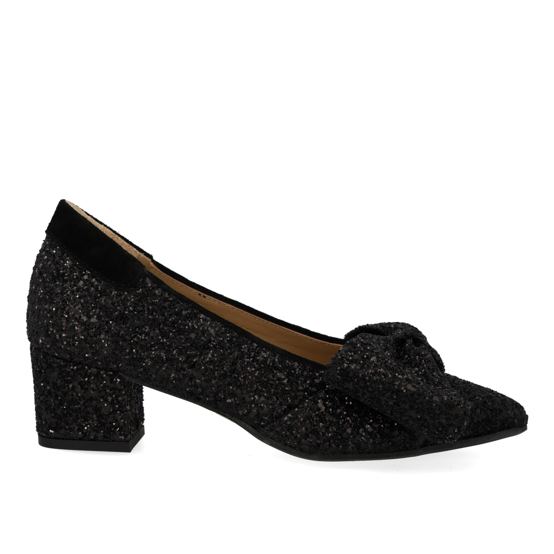 Pumps mit Schleife in funkelndem Glitzer