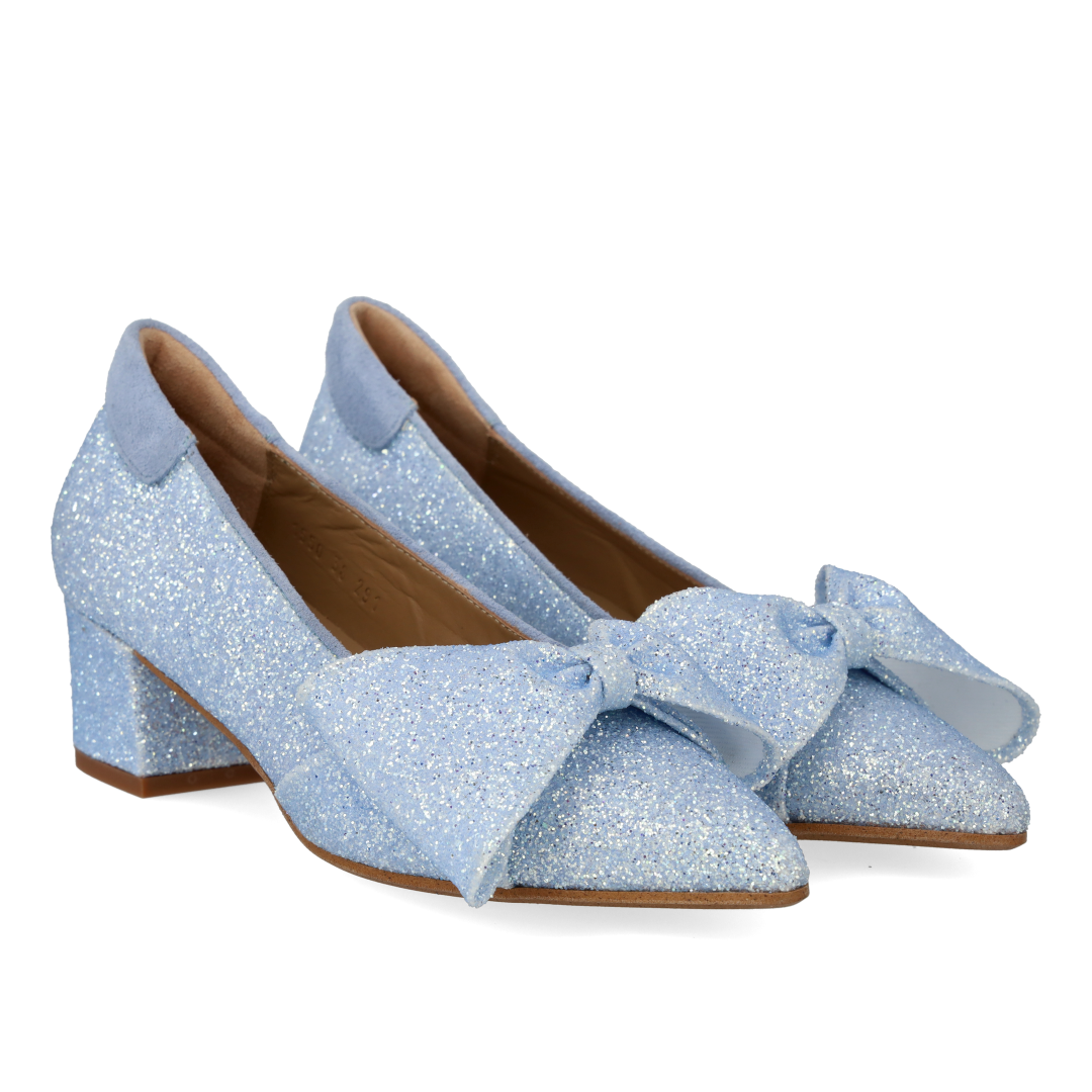 Pumps mit Schleife in funkelndem Glitzer