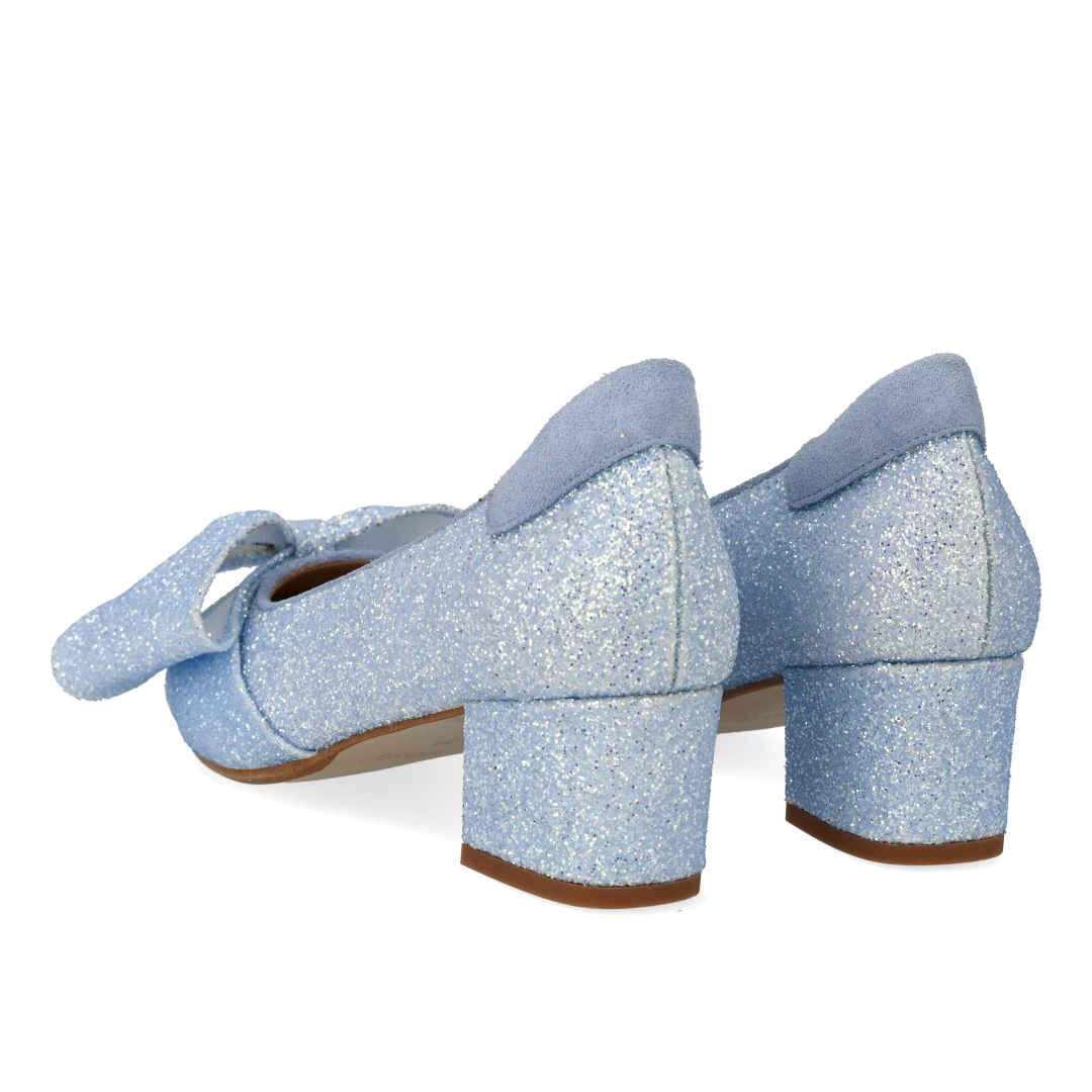 Pumps mit Schleife in funkelndem Glitzer