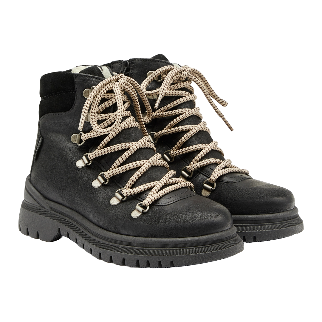 TEX-Schnürstiefel mit Reißverschluss und Wollfutter