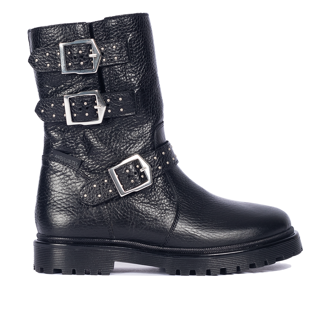 TEX-Stiefel mit Nieten, Schnallen und Reißverschluss