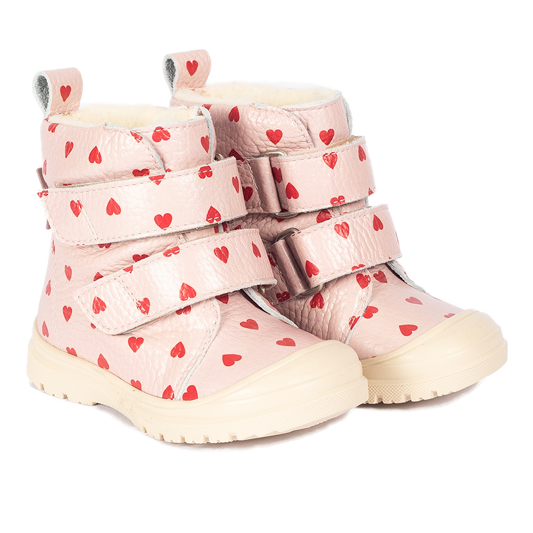 TEX-Lederstiefel mit Merinowollfutter und Herzprint