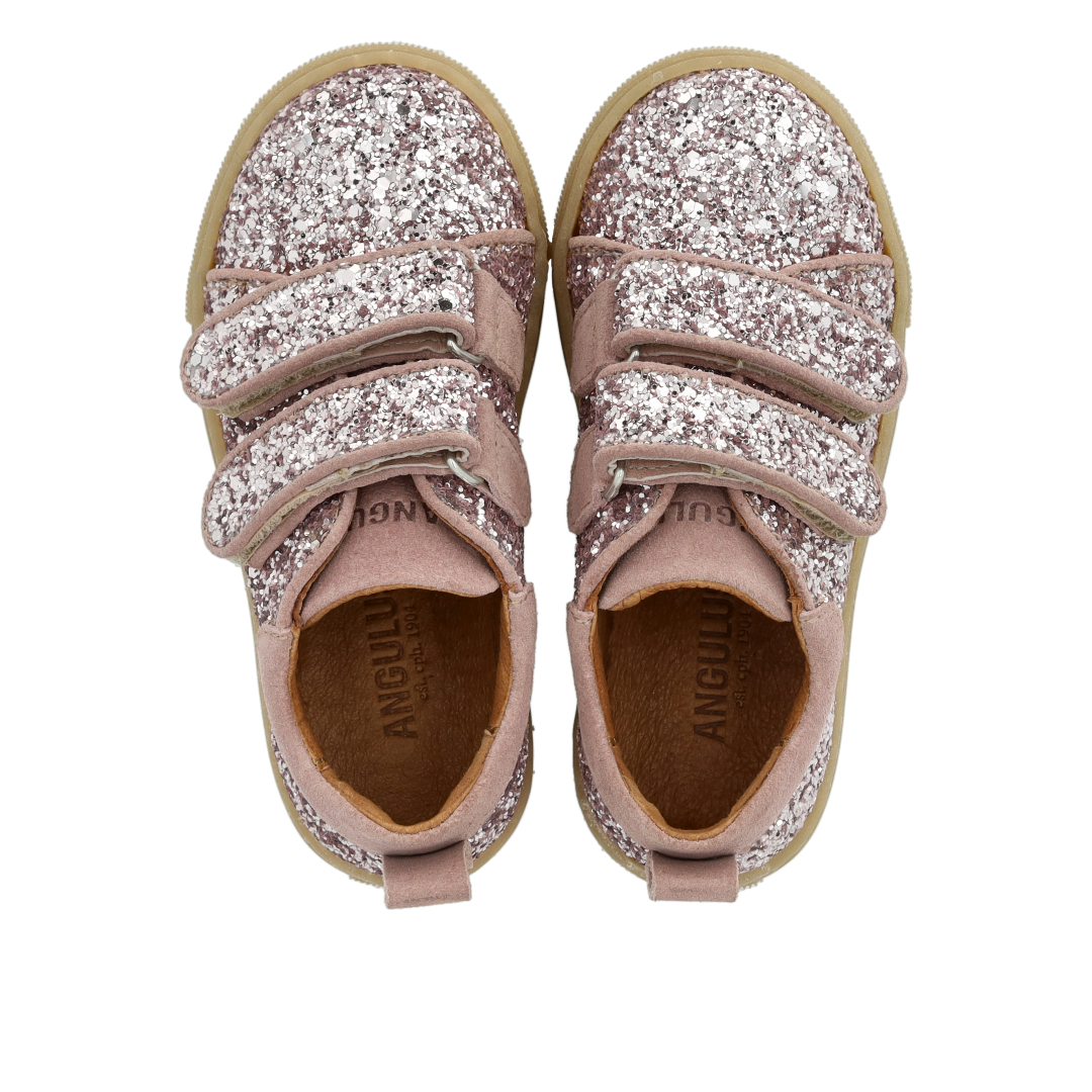 Funkelnde Glitzer-Sneaker mit Wildlederkanten