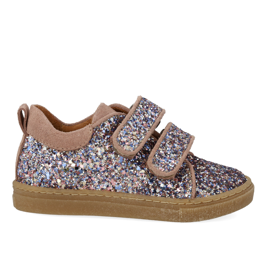 Funkelnde Glitzer-Sneaker mit Wildlederbesatz