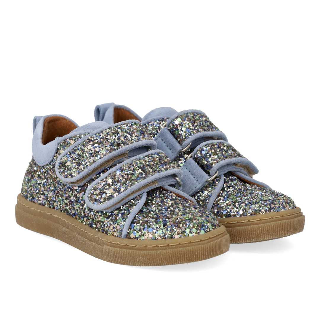 Funkelnde Glitzer-Sneaker mit Wildlederbesatz