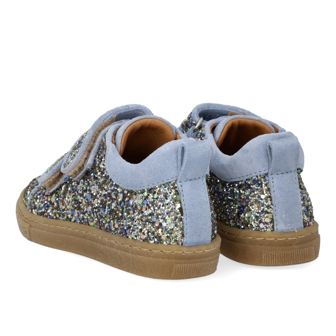 Funkelnde Glitzer-Sneaker mit Wildlederbesatz