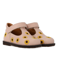 Klassische Tüll-Anfängerschuhe mit Sonnenblumenstickerei