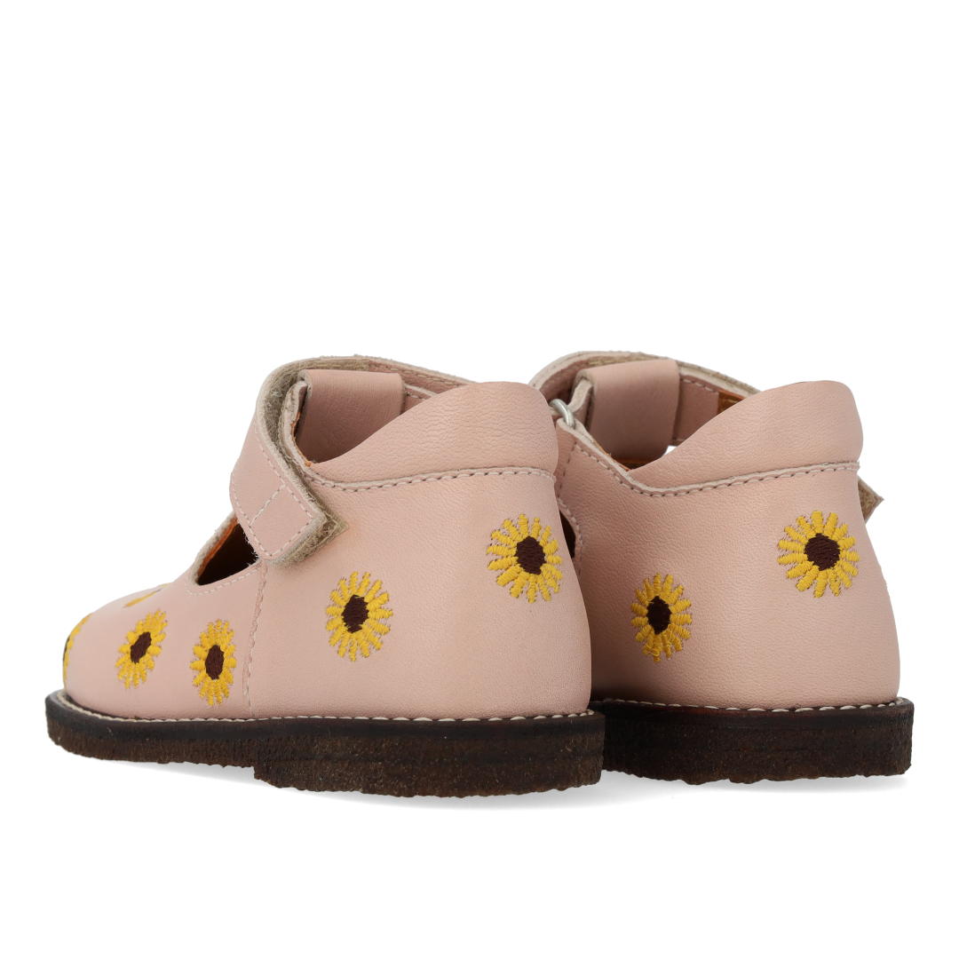 Klassische Tüll-Anfängerschuhe mit Sonnenblumenstickerei