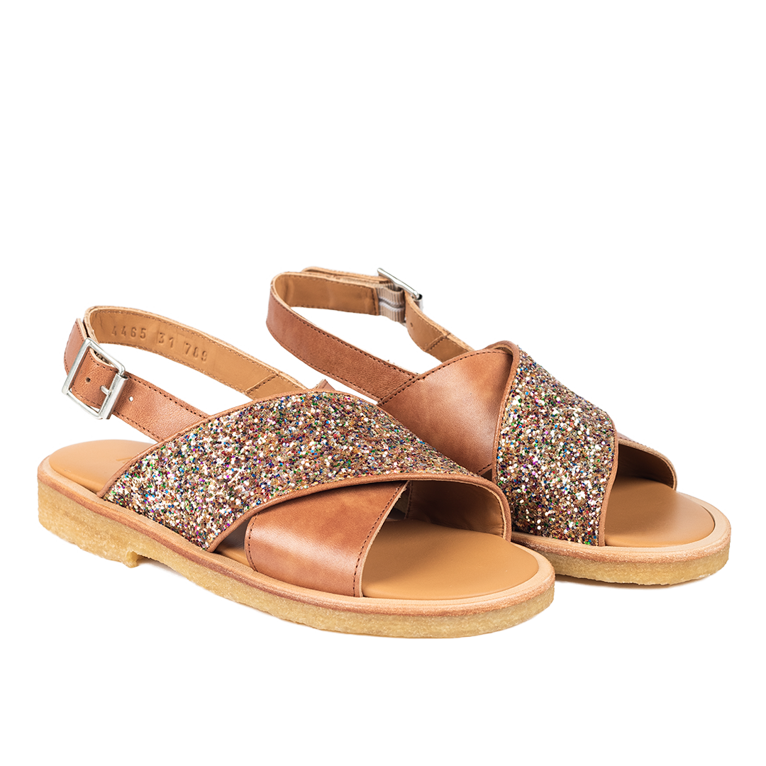 Kreuzsandale mit funkelndem Glitzerdetail