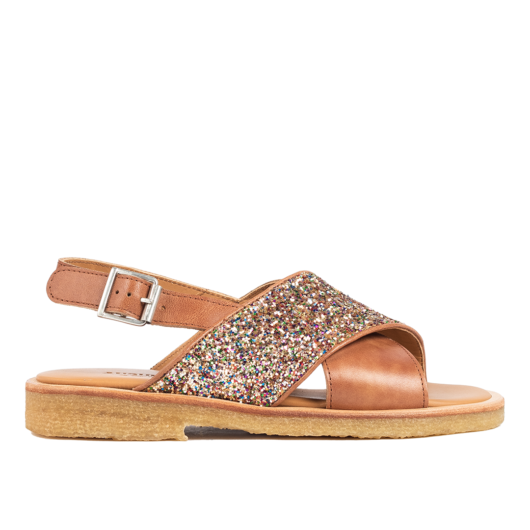 Kreuzsandale mit funkelndem Glitzerdetail