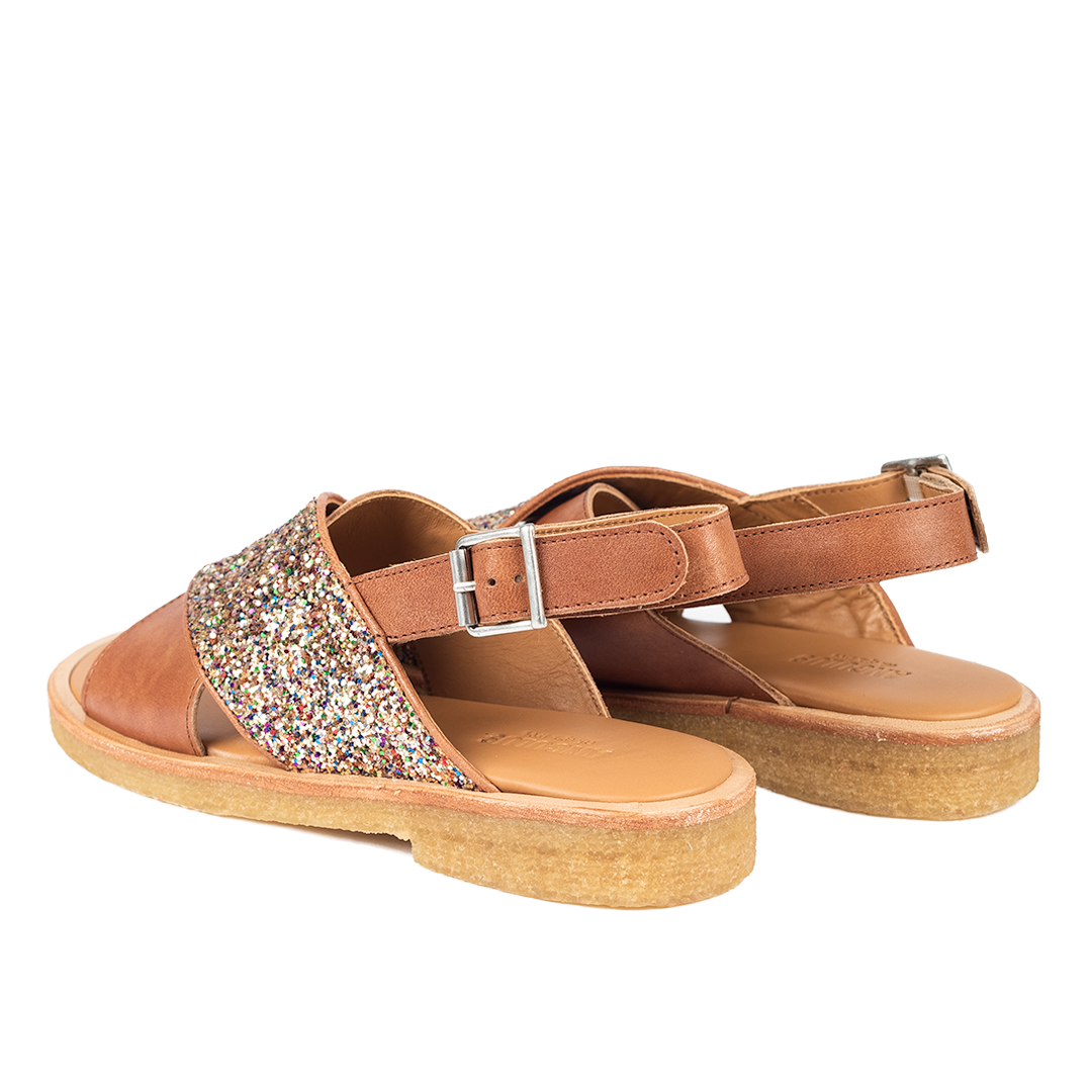 Kreuzsandale mit funkelndem Glitzerdetail