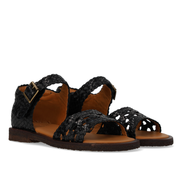 Handgeflochtene sandale mit geschlossenem Absatz