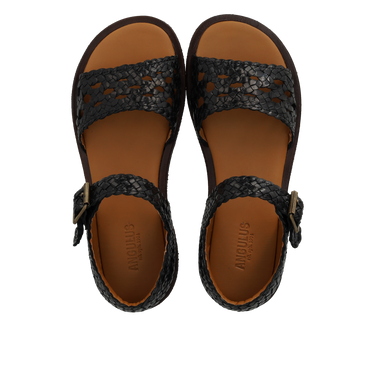 Handgeflochtene sandale mit geschlossenem Absatz